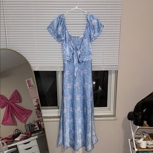 Altar'd State Light Blue Floral Midi Dress